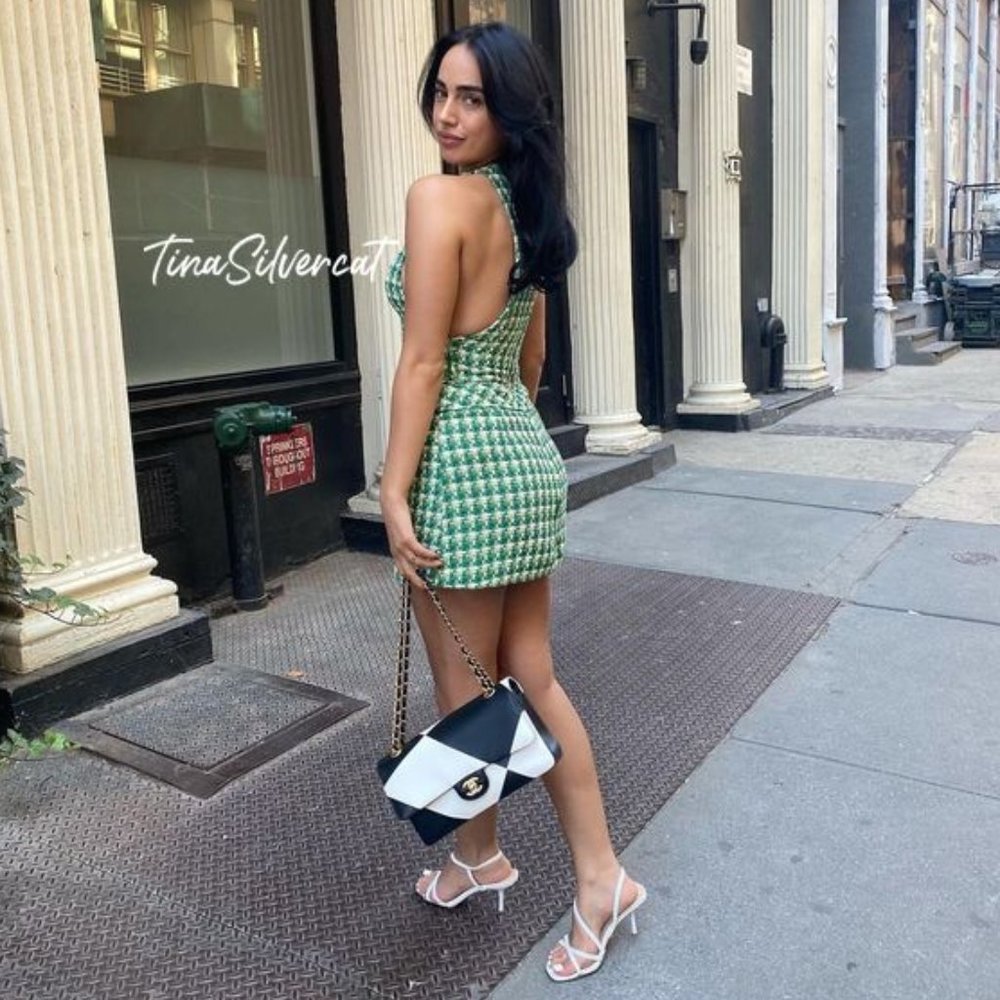LAST ONE! BLOGGER'S FAVE! Zara Green Textured Weave Mini Dress Sz S, M, L NWT - Picture 16 of 17